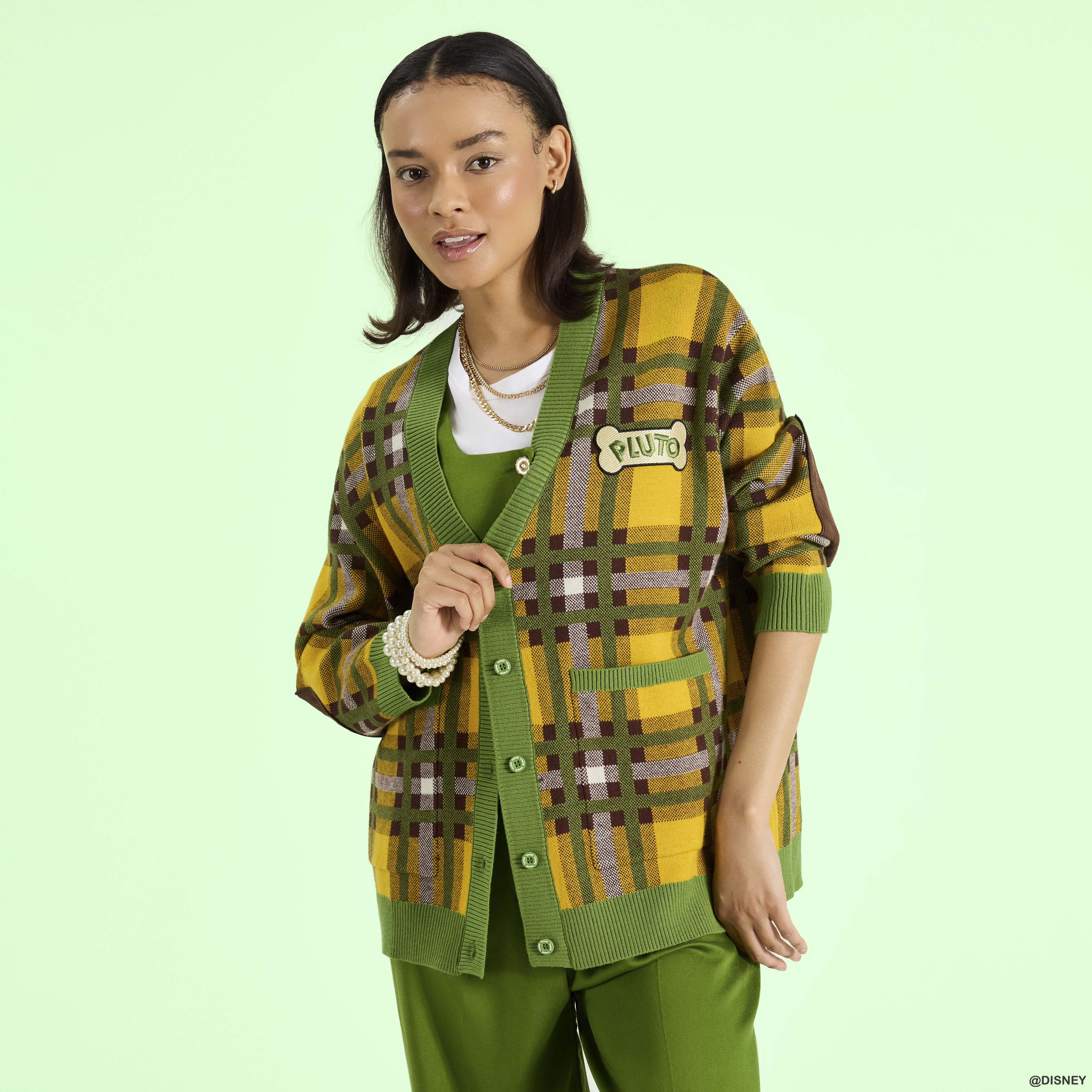 Pluto 95th Anniversary Plaid Knit Cardigan | Loungefly